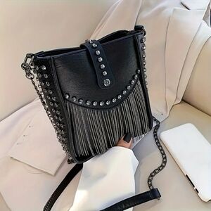Studded Chain Fringe Bag